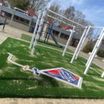 Afgewerkte Urban Gym DC BASE met valdempende sportvloer bij OdyZee College Vlissingen Afgewerkte Urban Gym DC BASE met valdempende sportvloer bij OdyZee College Vlissingen